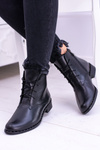 Утеплені шкіряні чорні жіночі черевики Millano на шнурівці
