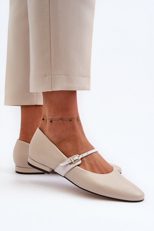 Жіночі шкіряні балетки Laura Messi 2774, бежевий