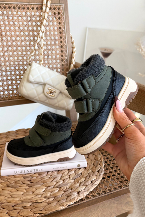 Дитяче зимове взуття снігоступи на липучці зеленого чорного Darlene