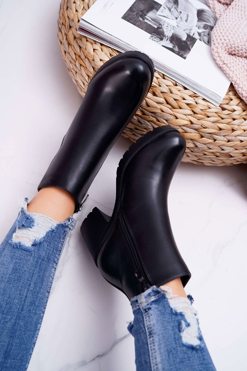 Чоботи жіночі на шпильці Чорні Veba