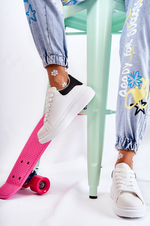 Жіноче спортивне взуття на платформі чорно-біле Eliso