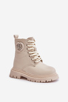 Чоботи для дівчинки утеплені хутром на блискавці бежеві Evaliraea