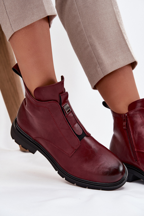 Ізольовані жіночі чоботи на блискавці з декоративною деталлю Bordeaux Roselle