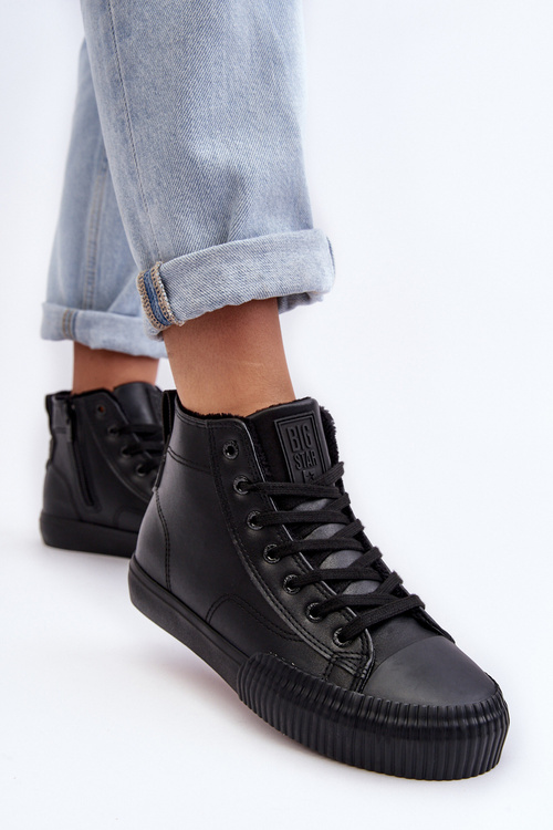 Жіночі стьобані кросівки на блискавці чорні Big Star MM274020