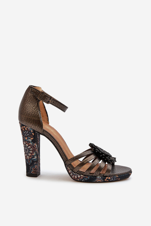 Жіночі босоніжки на каблуці та прикрасі Maciejka 06620-20 Графіт