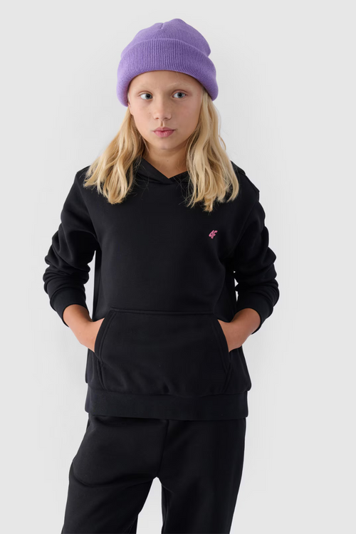 Толстовка без застібки для дівчат гладка чорна 4F 4FJWMM00TSWSF1316-20S