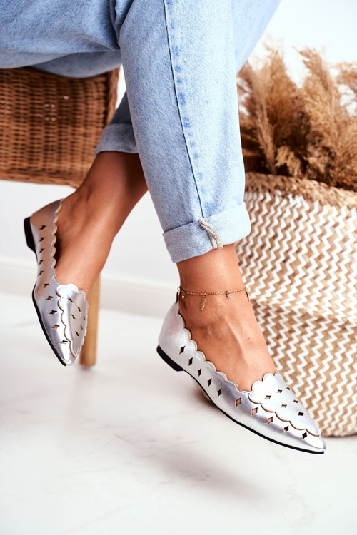 Жіночі балетки Lu Boo сріблястий металік Dianna