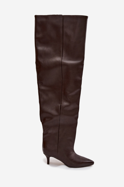 Сліпони жіночі чоботи на підборах шоколад Ysolienne