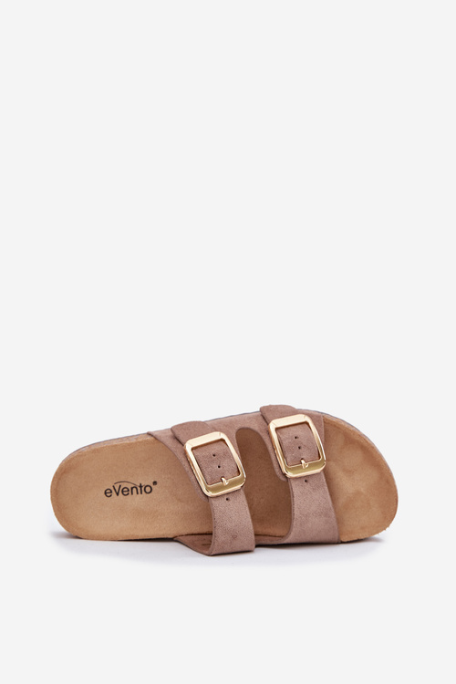 Жіночі Сандалі З Еко Замші Золоті Пряжки Темно-бежеві Vorella