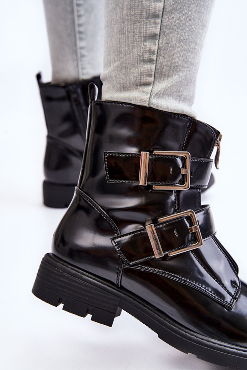 Чоботи жіночі утеплені на блискавці Чорні Joshie