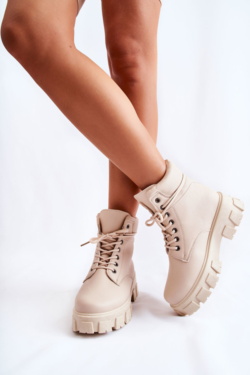 Чоботи жіночі теплі Trappers Light Beige Flavin