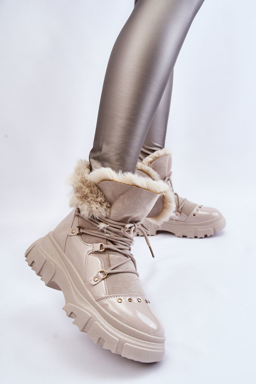 Чоботи жіночі на шнурівці світло-бежеві Merron