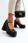 Жіночі лаковані туфлі на платформі та підборах Big Star NN274004 Чорні