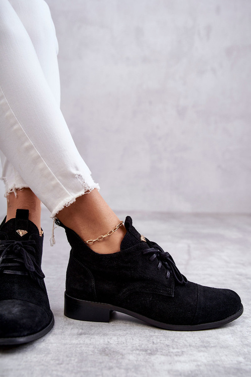 Замшеві черевики на шнурівці Ніколь 2781 Чорні