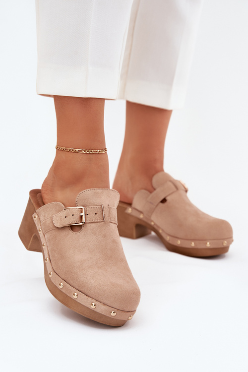 Жіночі Сандалі На Каблуку З Пряжкою Бежеві Veldexina