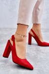 Туфлі з гострим носком на високих підборах червоного кольору 
