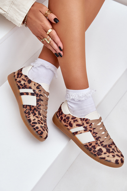 Низькі Жіночі Кросівки З Леопардовим Принтом Коричневі Biklla
