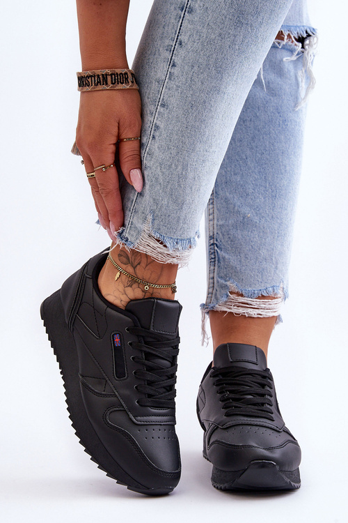 Шкіряні спортивні туфлі на платформі, чорні Merida