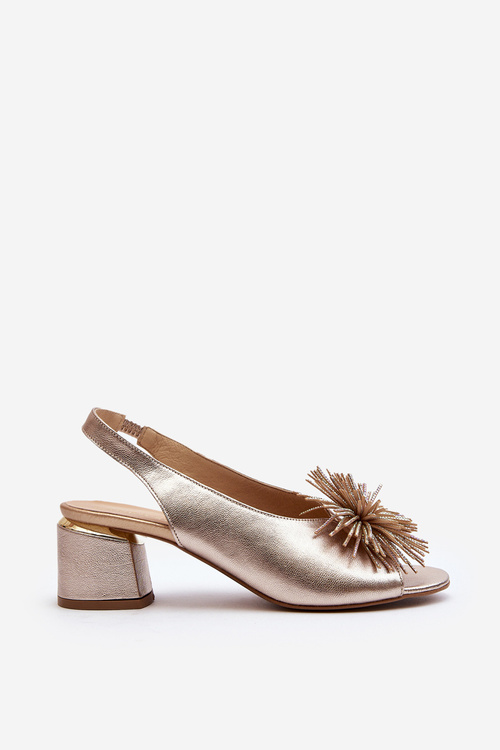 Шкіряні босоніжки з орнаментом Laura Messi 2719 Gold