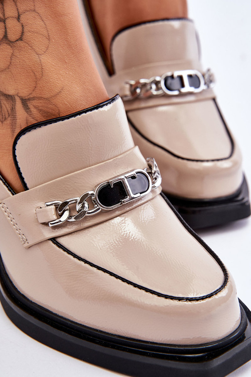 Зручні човники на масивних підборах Бежеві Julien