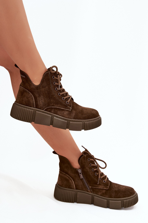 Замшеві Низькі Жіночі Чоботи На Платформі Big Star SS274595 Коричневі