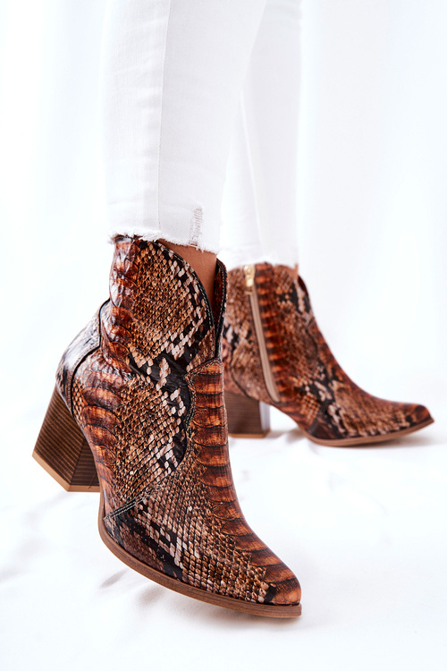 Ковбойські черевики Lewski коричневого кольору зі змією EV28