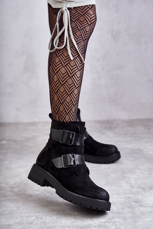 Замшеві жіночі чоботи на блискавці Чорні Gritta