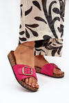 Жіночі сандалі з пряжкою на корковій платформі фуксія Zavira