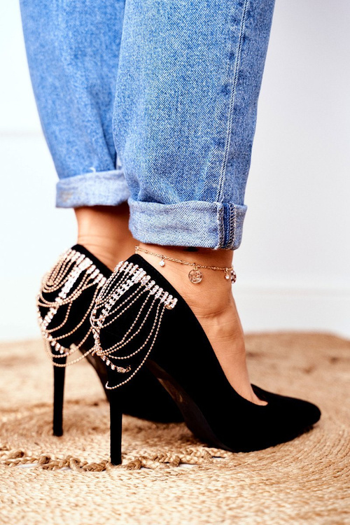 Жіночі чорні замшеві вечірні туфлі на шпильках Pacardo