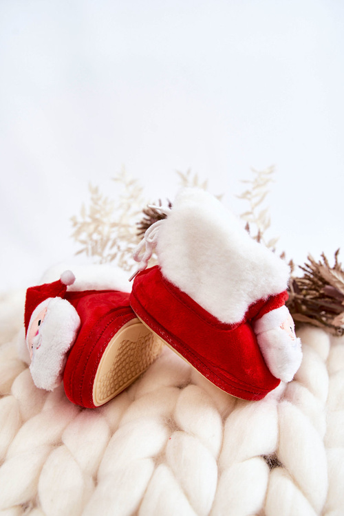 Дитячі теплі тапочки Санта Клаус червоні