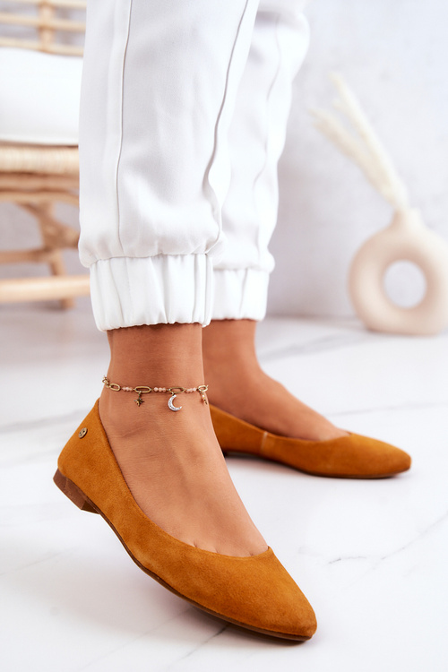 Жіночі замшеві балерини Maciejka 04100-44 Темно-жовті