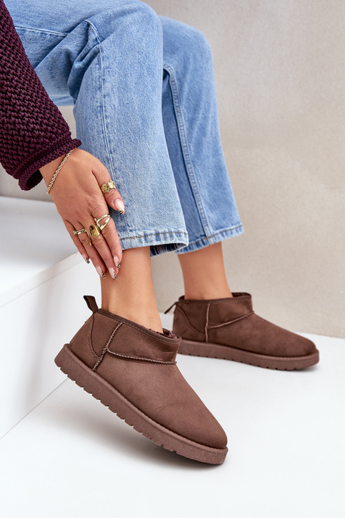 Низькі Снігові Чоботи З Еко Замші Коричневі Нелсана