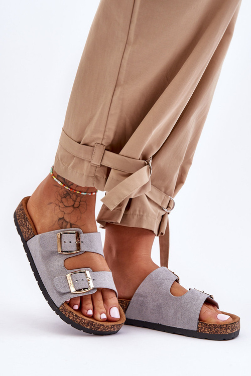 Жіночі тапочки на корковій підошві Cortina сірого кольору