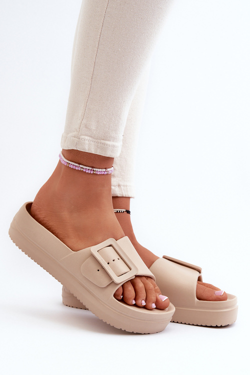 Жіночі поролонові босоніжки на платформі з пряжкою Big Star NN274A666 Бежеві