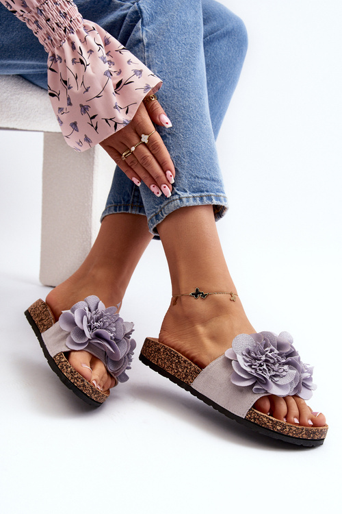 Жіночі сірі тапочки з квітами Lulania