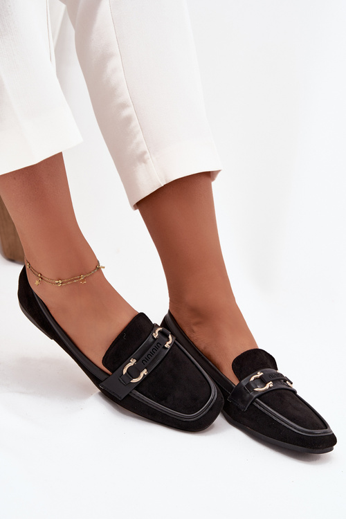 Мокасини Лофери Жіночі З Декоративним Елементом Чорні Evelora