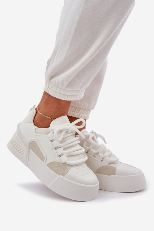 Жіночі Кросівки З Густими Шнурками На Платформі Білі Лалома