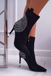 Чоботи жіночі на шпильці Чорні модні
