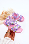 Дитячі пінопластові босоніжки зі світлим малюнком рожево-фіолетового кольору Малага