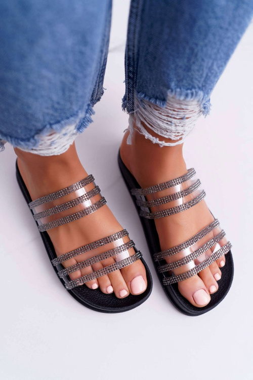 Жіночі цирконієві шльопанці Black Larena