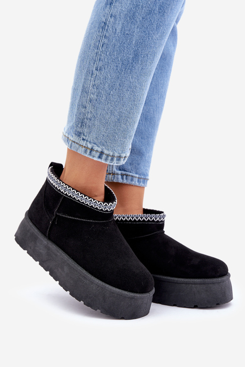 Снігоступи на платформі з декоративною вишивкою чорні Heslania