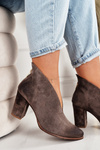 Замшеві чоботи на шпильці з вирізом Exquisite 1231 Cappuccino