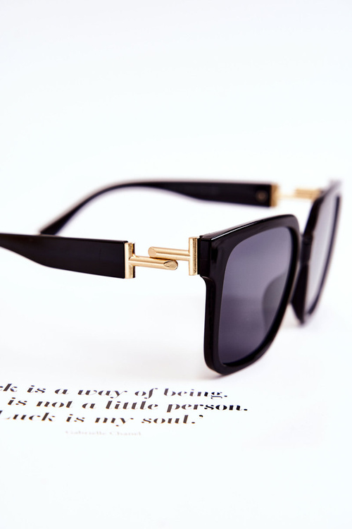 Жіночі сонцезахисні окуляри V120026 чорно-золоті