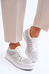 Жіноче шкіряне ажурне спортивне взуття білого кольору Marea