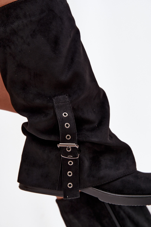 Жіночі черевики з зморшкуватим верхом і пряжкою Чорні Ophelis