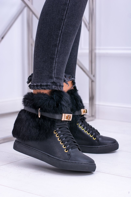 Чорні чоботи Lu Boo з натуральним хутром Gisele