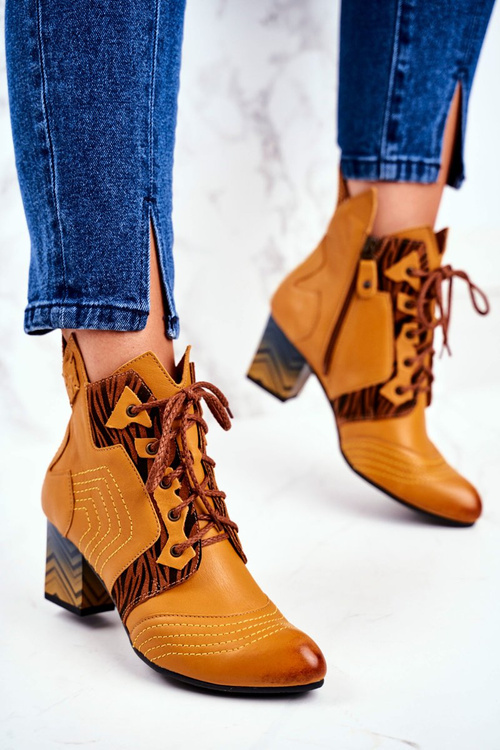 Чоботи жіночі шкіряні кросівки Maciejka Yellow 03194