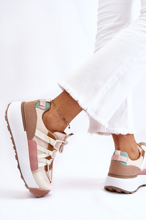 Жіночі замшеві кросівки на платформі бежево-коричневі Rohan