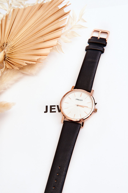 Жіночий годинник з рожевим золотом Корпус Ernest Black Vega