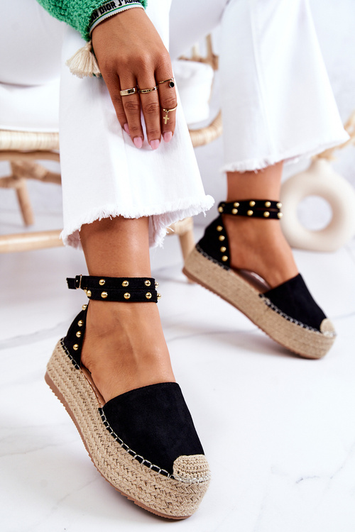 Босоніжки на еспадрільях із струями Чорні Lillian